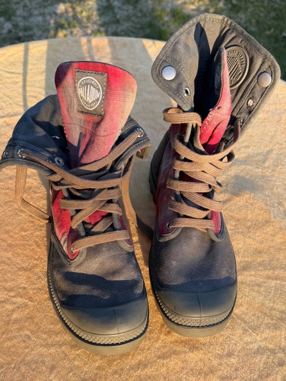 Palladium baggy red plaid fold over ankle sneakers